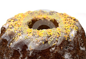 Delicious round easter cake on white