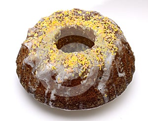 Delicious round easter cake on white