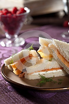 Delicious salmon and creamcheese sandwich photo