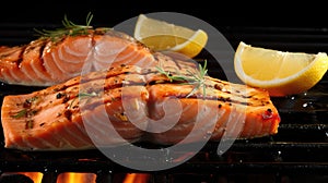 delicious salmon seafood food grilled