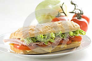 Delicious sandwich of ham cheese lettuce tomato