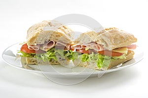 Delicious sandwich of ham cheese lettuce tomato