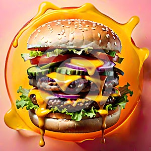 Delicious sandwich junk food diet double cheeseburger hamburger