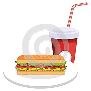 delicious sandwish and soda photo