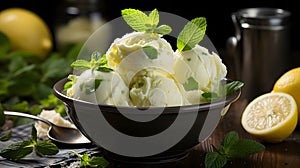 Delicious scoops of lemon mint ice cream