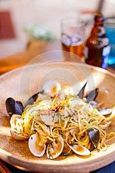 Delicious seafood spaghetti