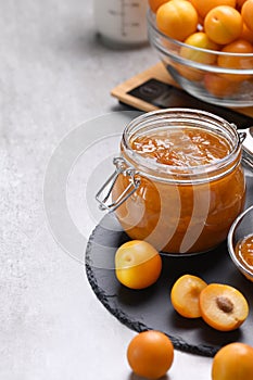 Delicious seedless plum jam can be canned at home.
