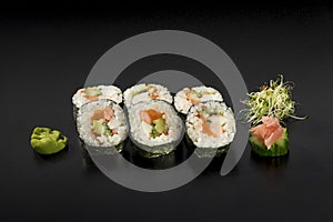Delicious set Japanese sushi rolls