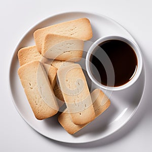 Delicious Shortbread Squares With A Cup Of Hot Espresso photo