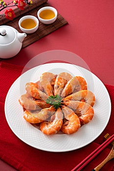 Delicious shrimp soaked in Chinese wine for lunar new year`s dishes