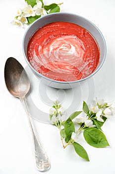 Delicious soup made of baked beetroot