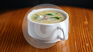 Delicious soup puree with wild mushrooms