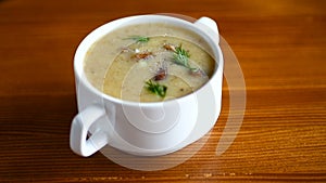 Delicious soup puree with wild mushrooms