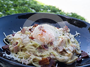 Delicious spaghetti carbonara