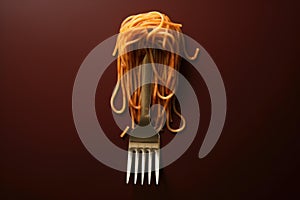 Delicious Spaghetti fork food. Generate AI