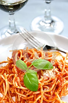 Delicious spaghetti in tomato