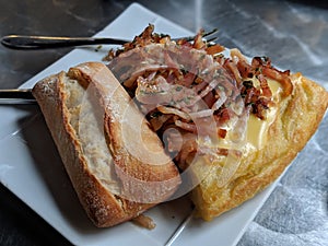 Delicious spanish omelette with potato, egg and onion photo