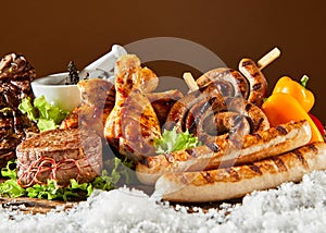 Delicious spicy grilled meat for a winter BBQ