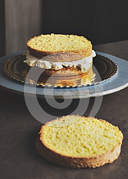Delicious sponge cake filled with butter cream