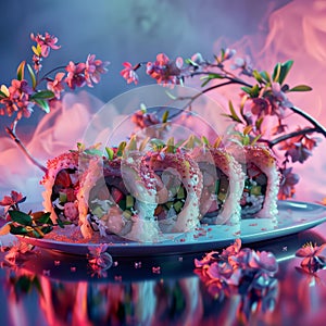 delicious spring-inspired sushi, cooking ideas, generated by ia