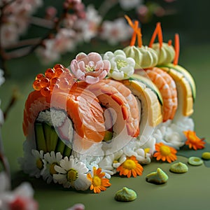 delicious spring-inspired sushi, cooking ideas, generated by ia