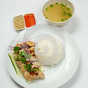 Delicious Steam Chicken with Rice Hainan Chicken