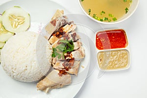 Delicious Steam Chicken with Rice Hainan Chicken