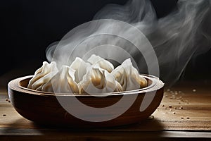Delicious Steamed Dumpling in Minimal Style on Rustic Background AI Generated