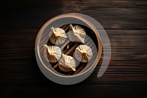 Delicious Steamed Dumpling in Minimal Style on Rustic Background AI Generated