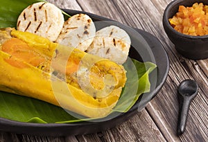 Delicious steamed tamal - Traditional Colombian food