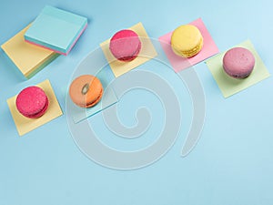 Delicious stickynotes on blue background