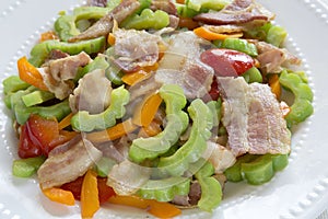 Delicious stir-fry bacon and bitter melon