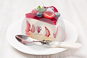 Delicious strawberry cake mousse souffle