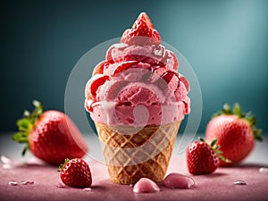delicious strawberry gelato cone is a sight to behold. The bright pink gelato is piled high in a crispy waffle cone