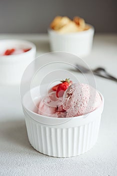 Delicious Strawberry Ice Cream with fresh strawberries