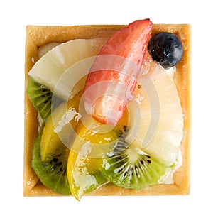 Delicious, strawberry pie, pineapple, kiwi, orange blueberries