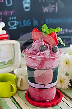 Delicious strawberry smoothie yogurt