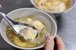 Delicious street food pig bone marrow soup in Changhua, Taiwan