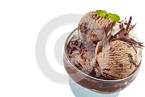 Delicious summer dessert of chocolate ice cream