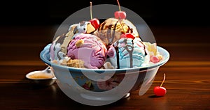 Delicious Sundae Bowl of Indulgent Ice Cream