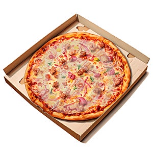 Delicious suprem pizza on a white background