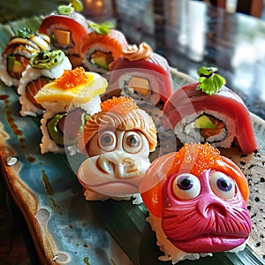 Delicious sushi, carefully arranged by top chefs