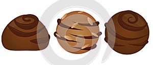 Delicious sweet chocolate candies, vector set of elements