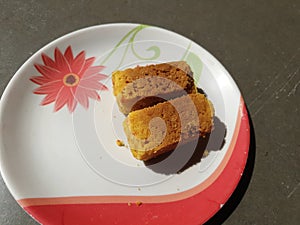 Delicious sweet dish in plate