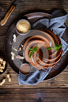 Delicious sweet peanut butter bundt cake