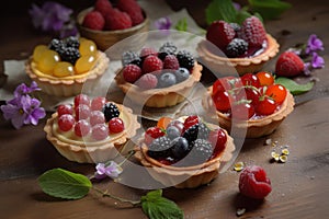 Delicious Sweet tartlets food. Generate Ai