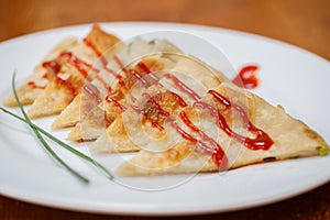 Delicious Taiwanese Onion Pancake with Chilli Sauce