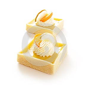 Delicious tarts on white background