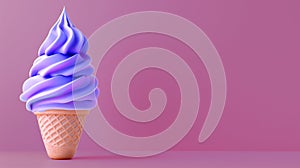 Delicious tasty colorful on waffle cones on colorful background. Various delicious of soft ice on bright background
