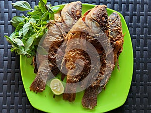 Delicious and tasty fried tilapia